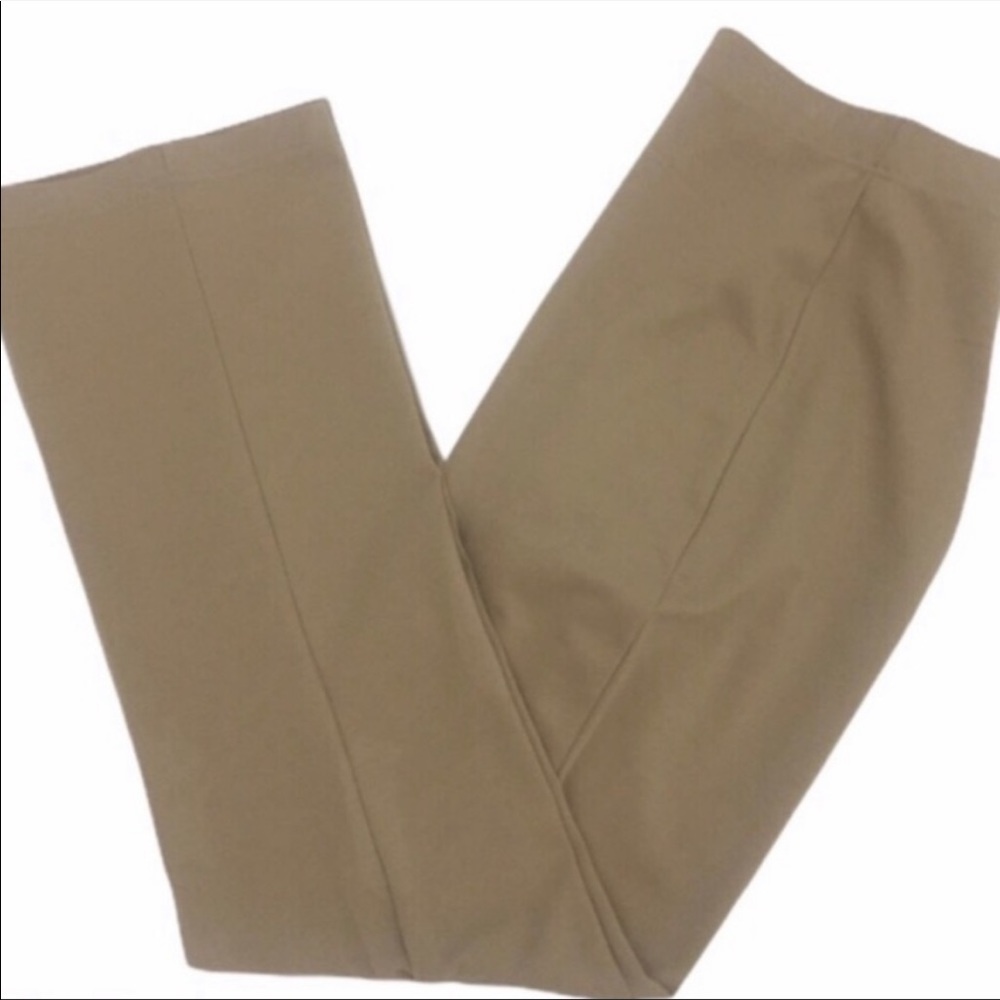 Tan High Waisted Pants Vintage Slacks Pull On Stretch Trousers Tall M